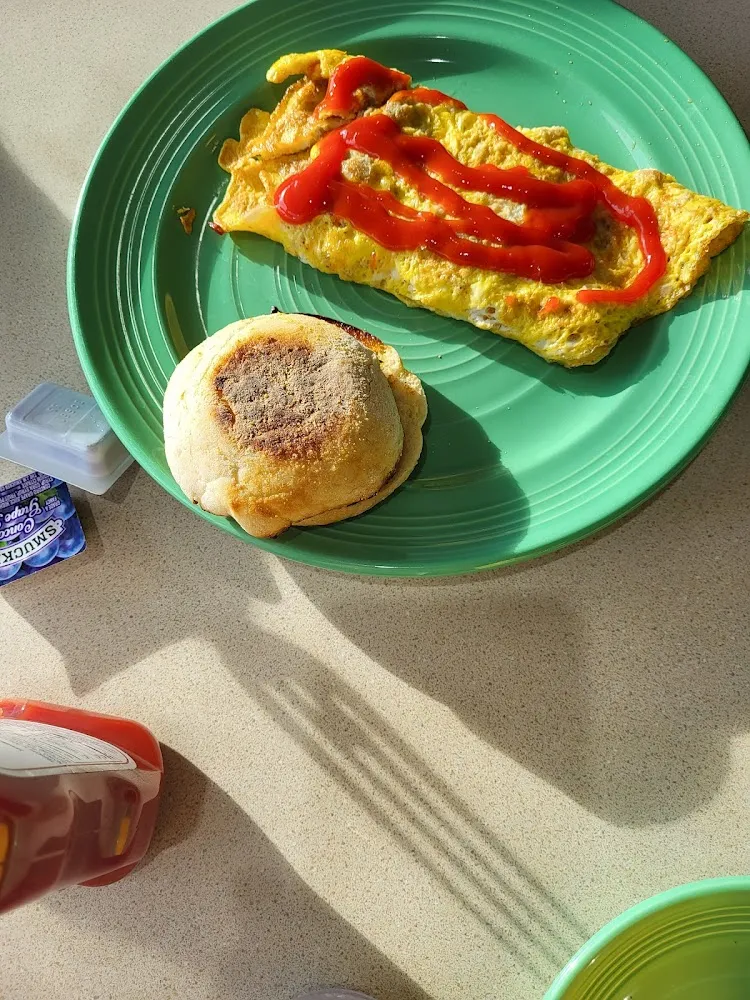 Omelet with English Muffin Ketchup Added